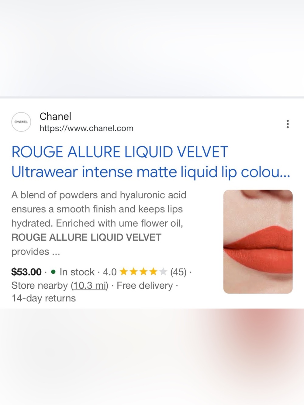 CHANEL ROUGE ALLURE LIQUID VELVET Ultrawear Intense Matte Liquid Lip Colour 214